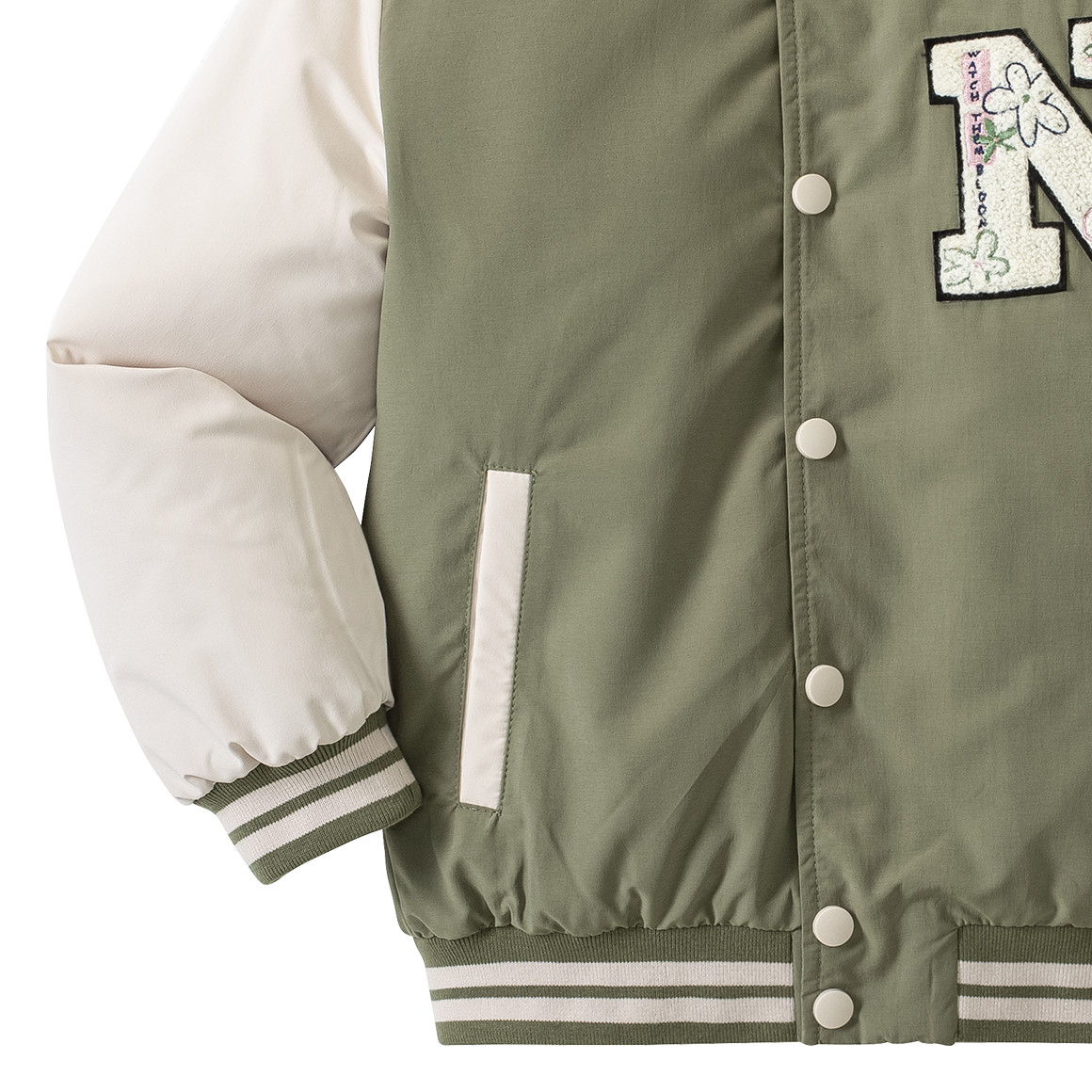 Jonas Nielsen Jungen Jacke im College-Look oliv / creme