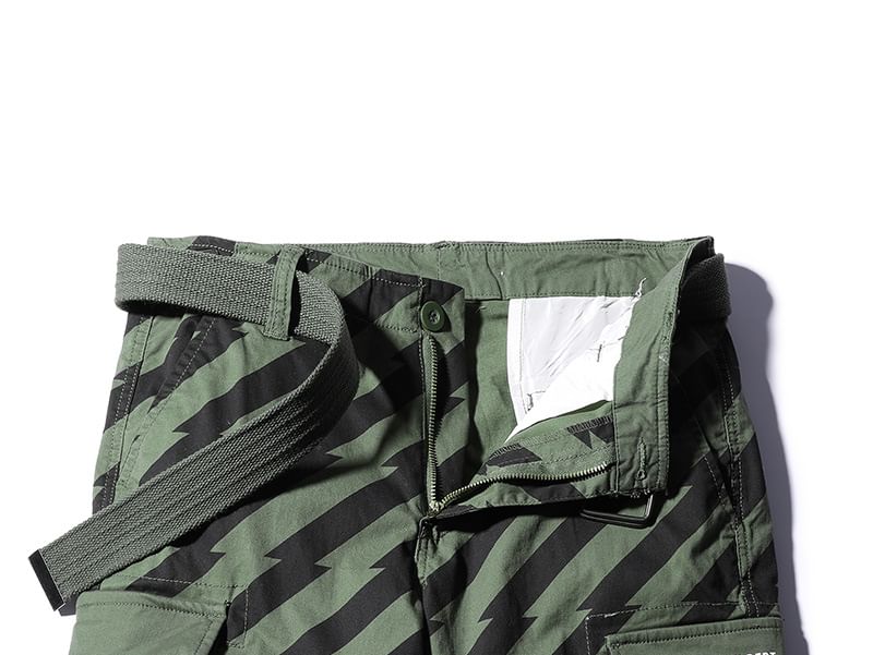 Lefitt - Gestreepte cargoshorts met gemiddelde taille