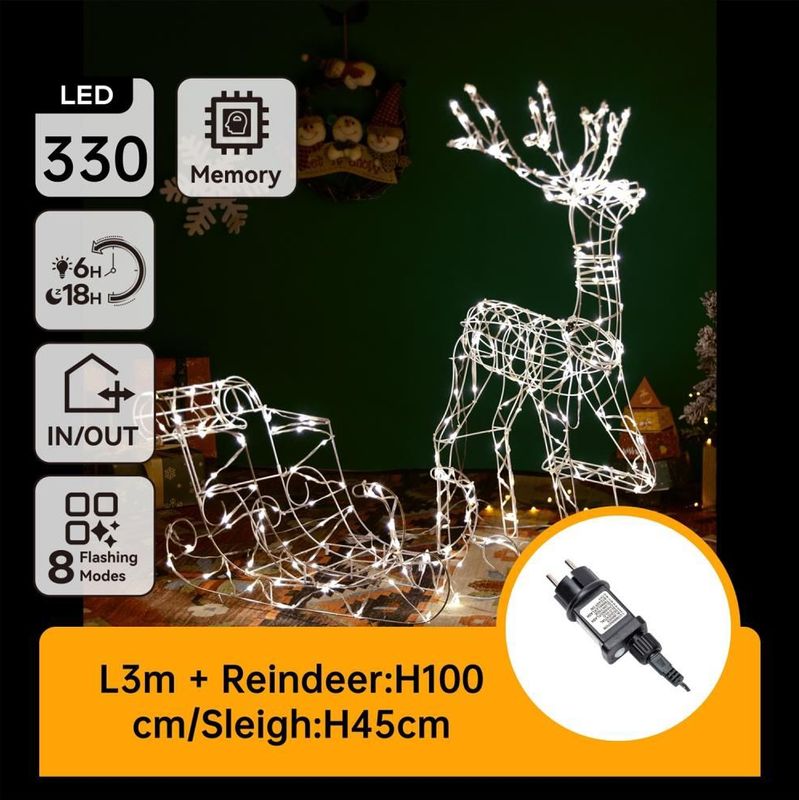 Aigostar-LED Buitendecoratie LED/3,6W/31/230V 2700K 90/45cm IP44 rendier met slee