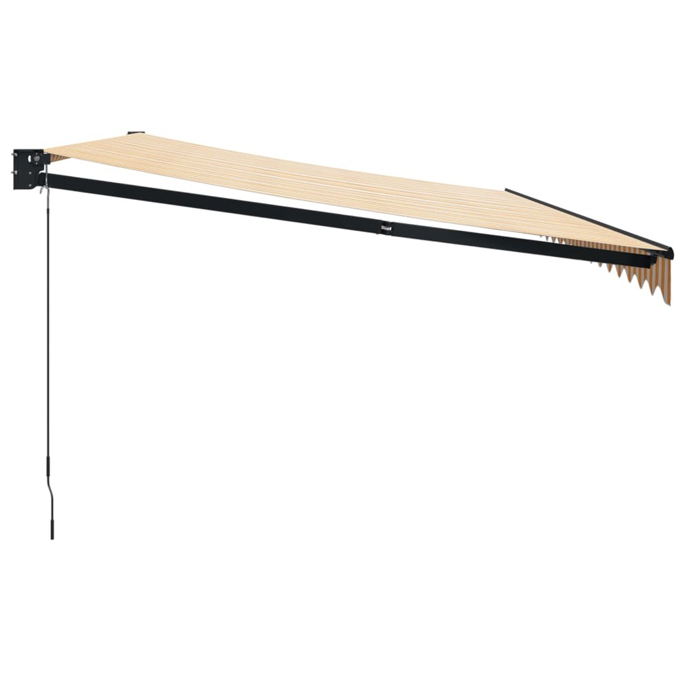 Auvent rétractable jaune et blanc 5x3 m tissu et aluminium