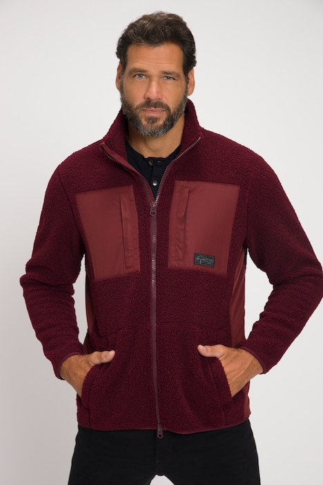 Teddyjacke, Outdoor, Nylon-Einsätze, Stehkragen, elastische Abschlüsse