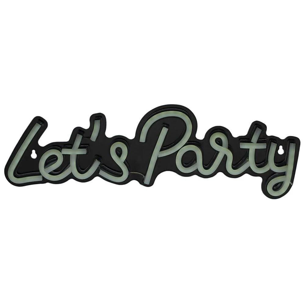 Néon LED inscription Let's Party blanc