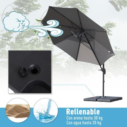 Base para guarda-sol Outsunny para jardim, preta