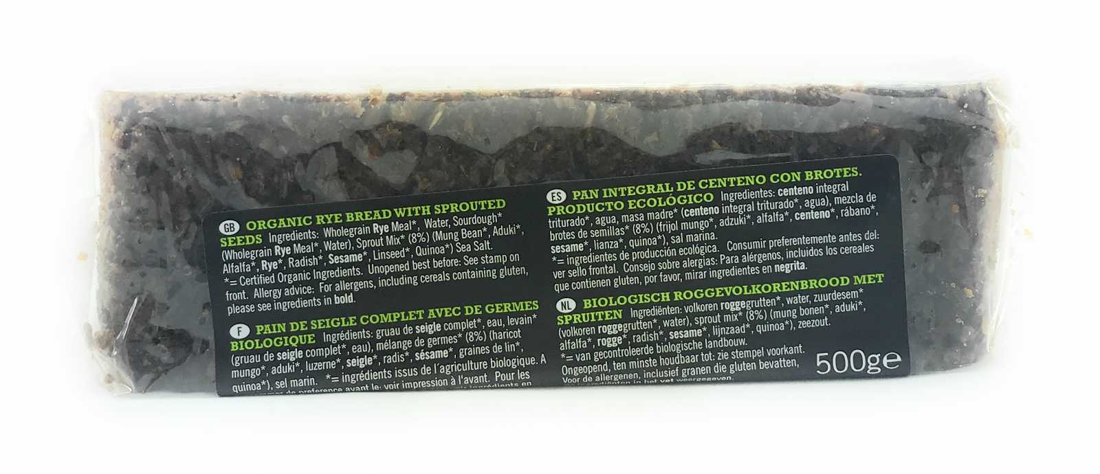 Pão de centeio orgânico Biona Vitality com sementes germinadas 500g