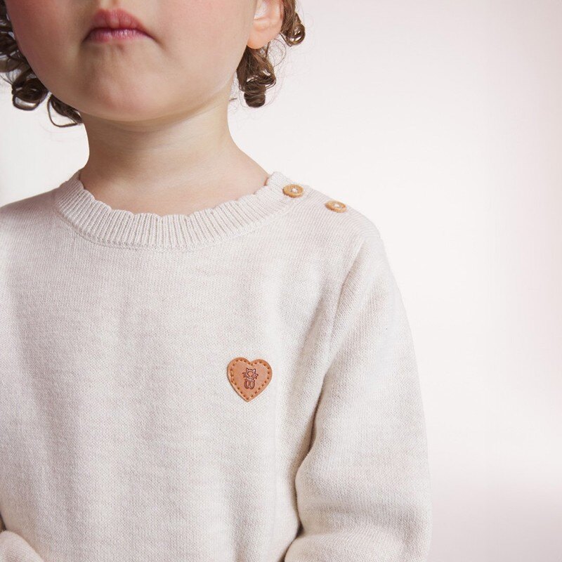 Pull maille tricot col festonné beige bébé fille Beige