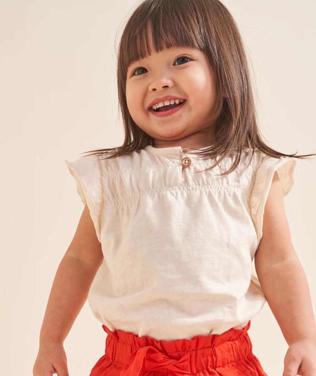 t-shirt manches courtes bébé fille en coton bio sans teinture