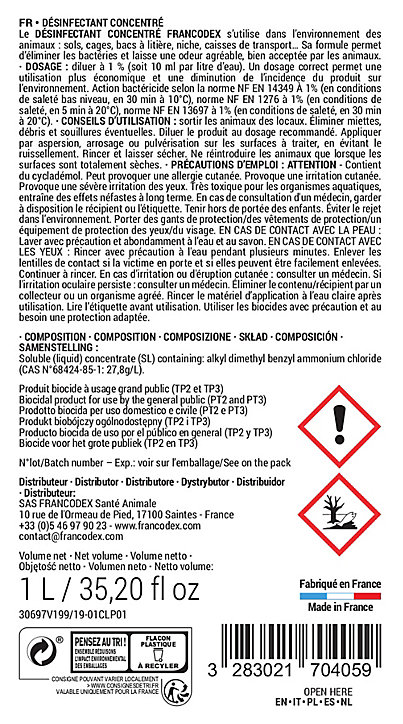 Désinfectant concentré Francodex 1 L