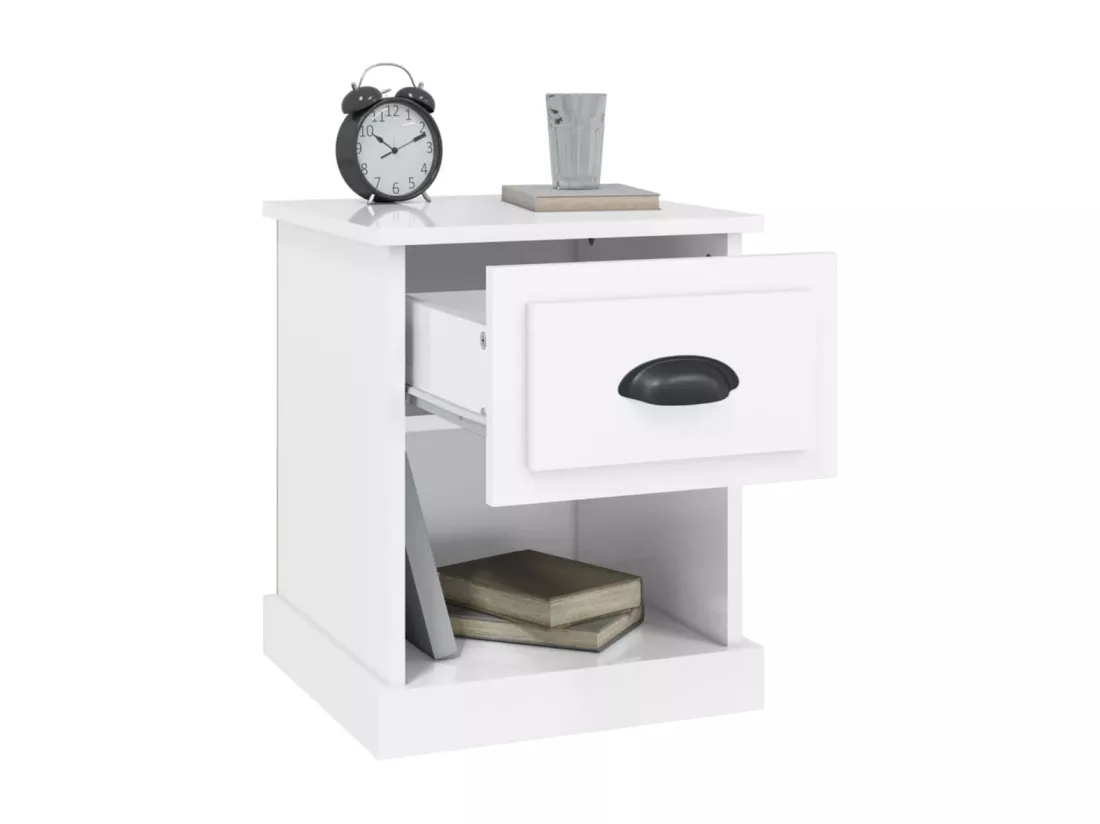 Tables de chevet 2 pièces blanc brillant 39x39x47,5 cm