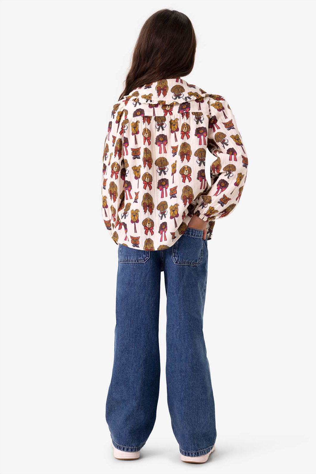 Blauwe wide leg jeans met smalle waistband