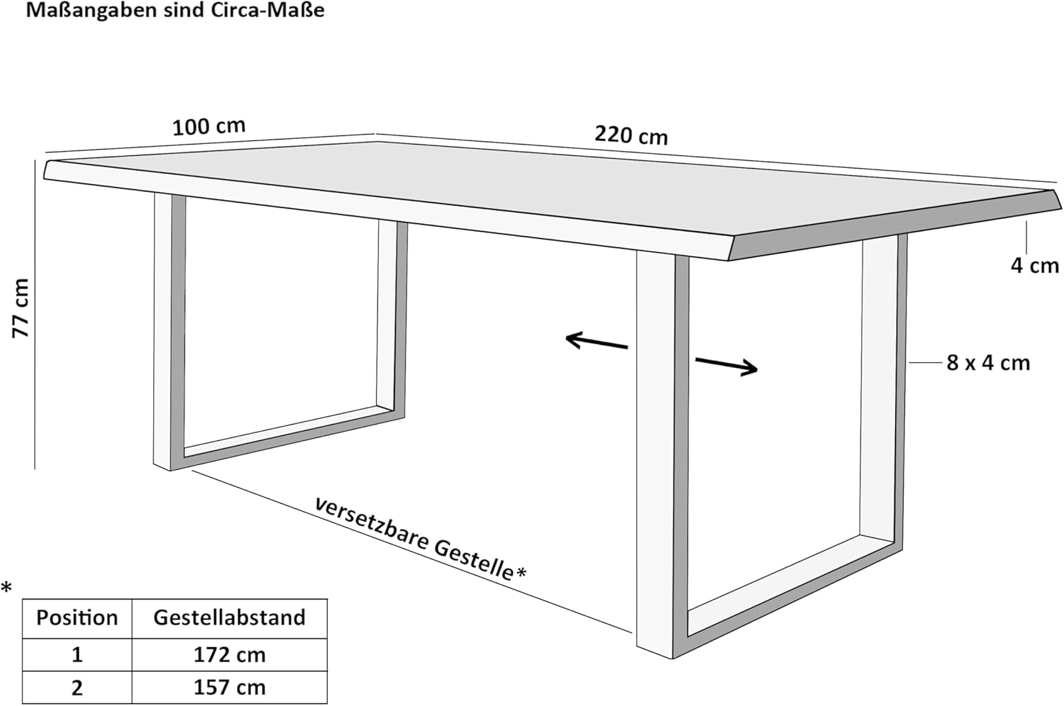 SAM 7 TLG. Essgruppe Josy | 220 x 100 cm | Holz Wildeiche-Optik | Stuhl Set Susi Anthrazit | U-Gestell Schwarz | Esstisch mit 6 Stühlen | Esszimmertisch/Küchentisch/Holztisch | Esszimmer