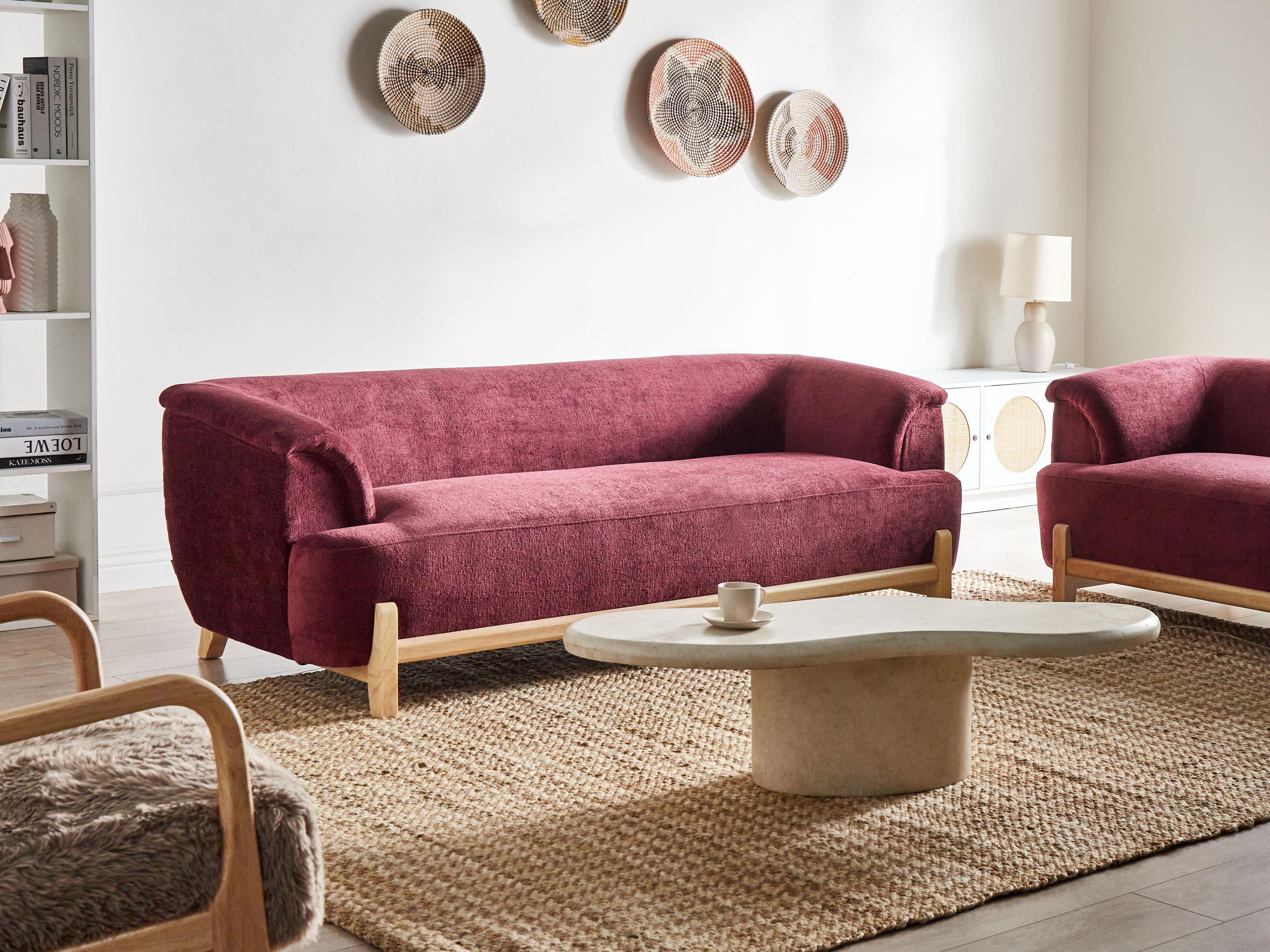Bank 3-zits ALNOR Chenille Bordeauxrood