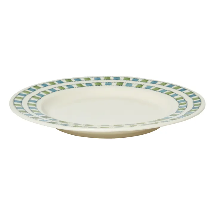 Tressé Assiette à dîner à damiers | Bleu Vert
