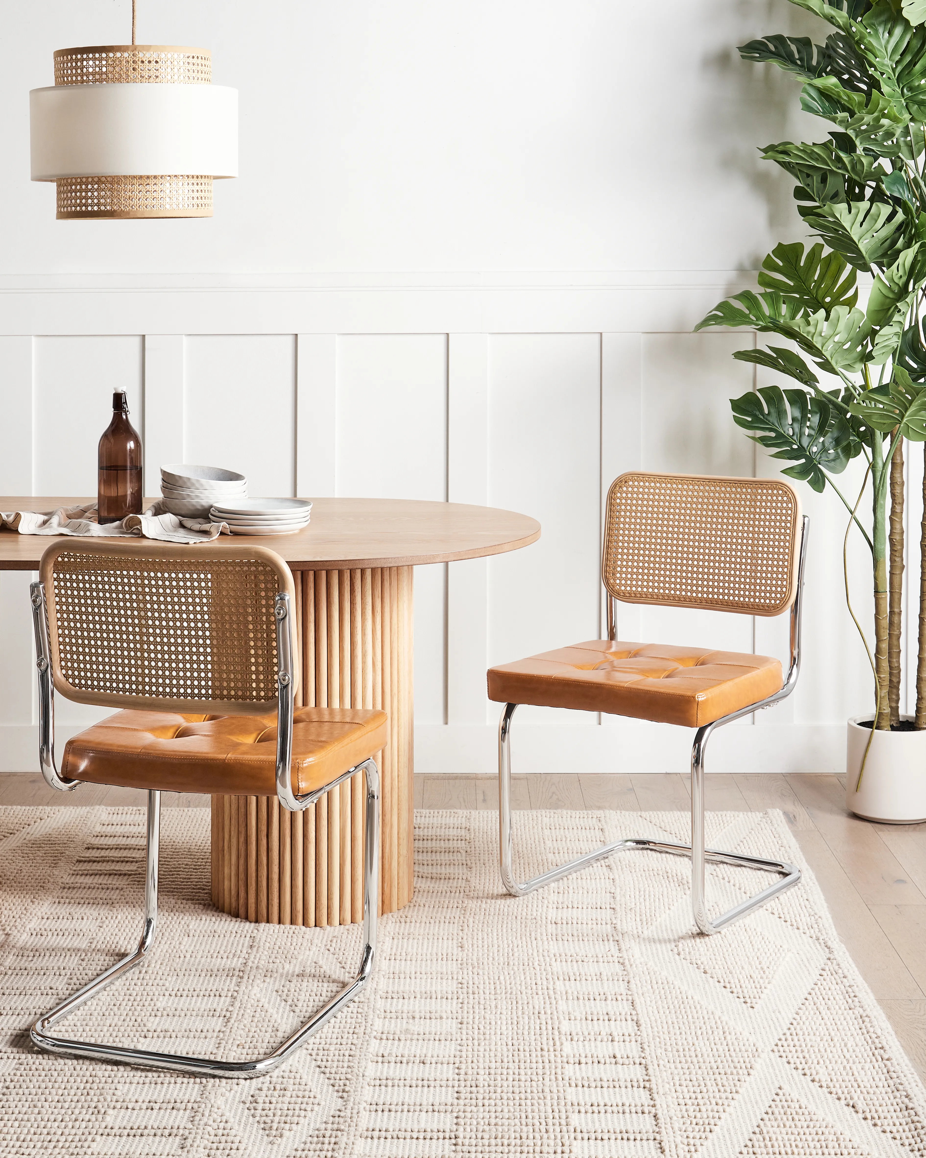 Set van 2 eetkamerstoelen ETHETE Kunstleer Goudbruin