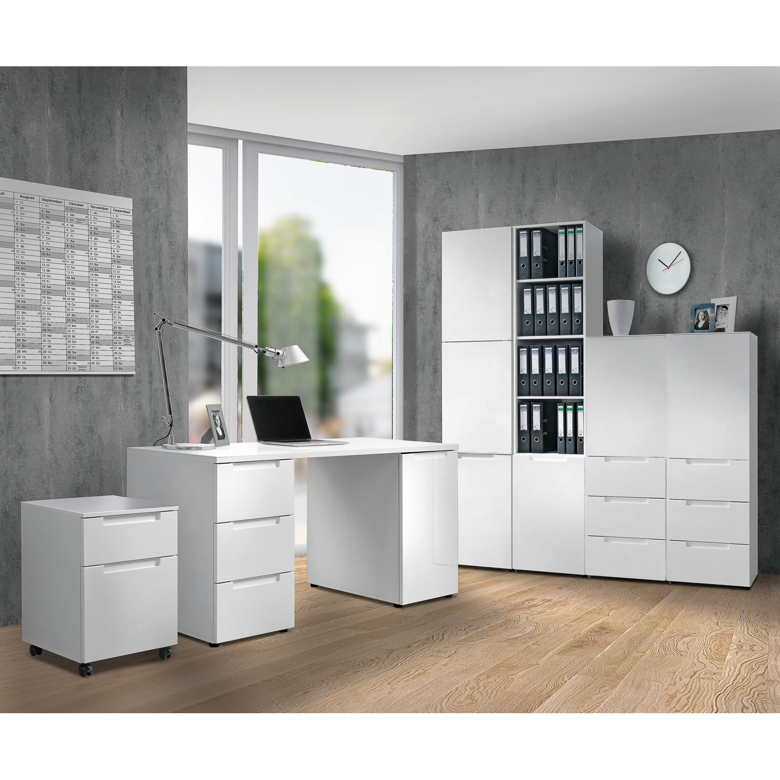 Hochschrank Mailand Dekor weiss MDF Hochglanz weiss 49 x 218 x 35 cm