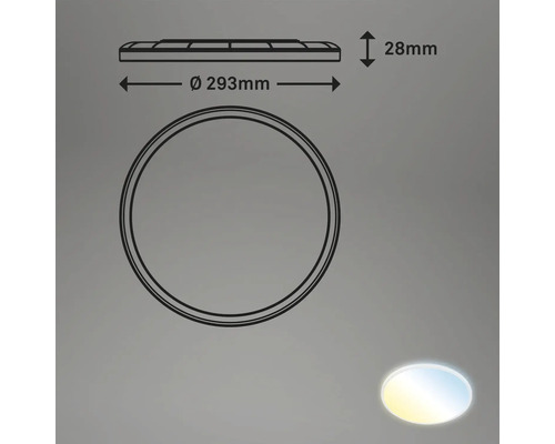 LED plafondlamp, dimbaar, CCT 18W, 2400 lm, 2700-6500 K, Ø 29,3 cm, slank, wit + afstandsbediening + achtergrondverlichting