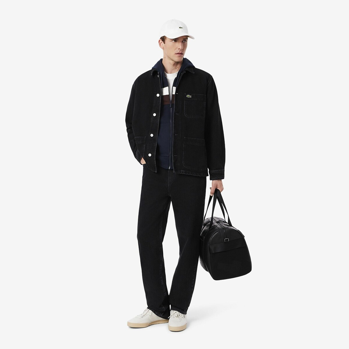 Suéter LACOSTE com zíper e blocos de cor