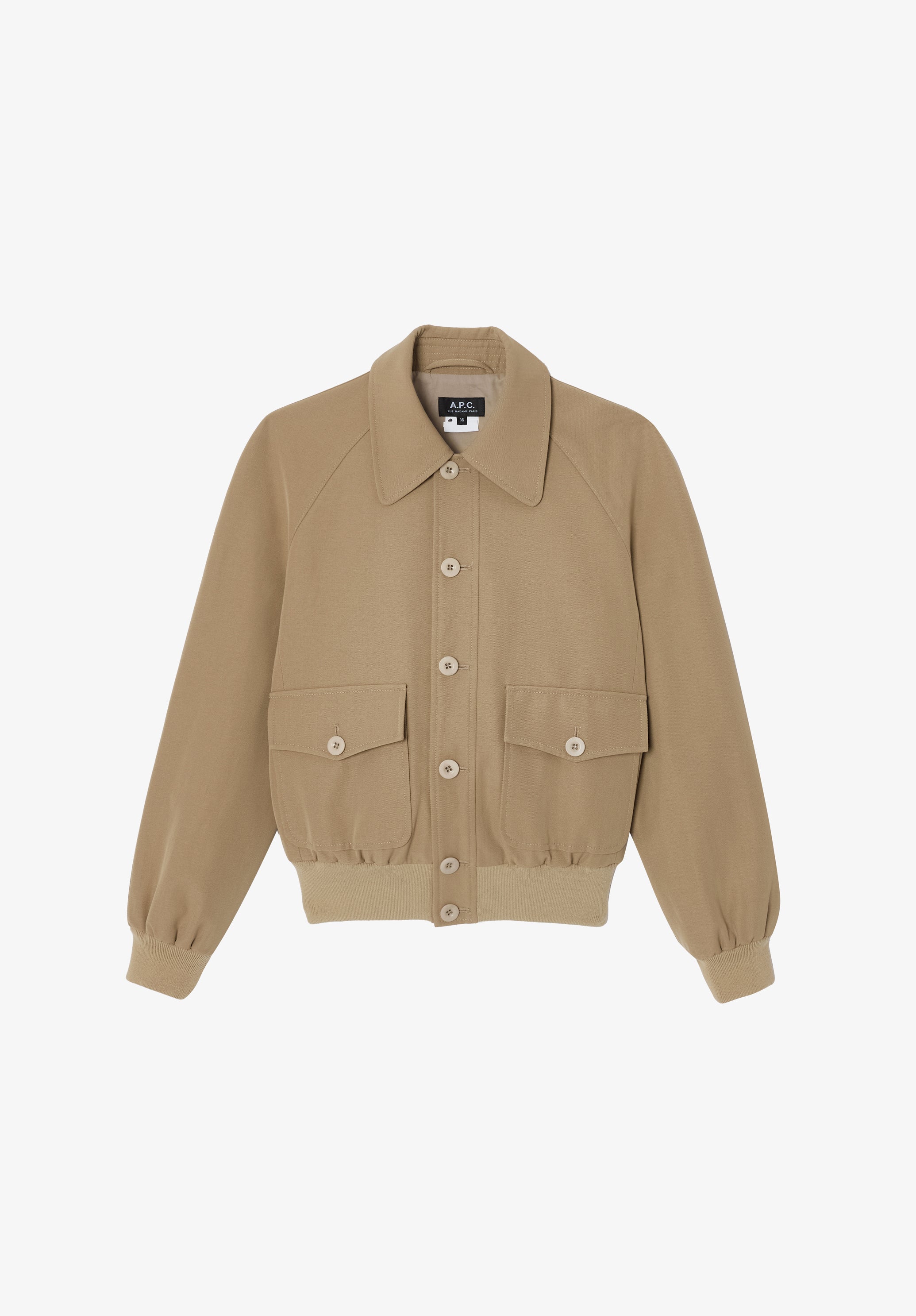 blouson boutonné manches raglant - Beige