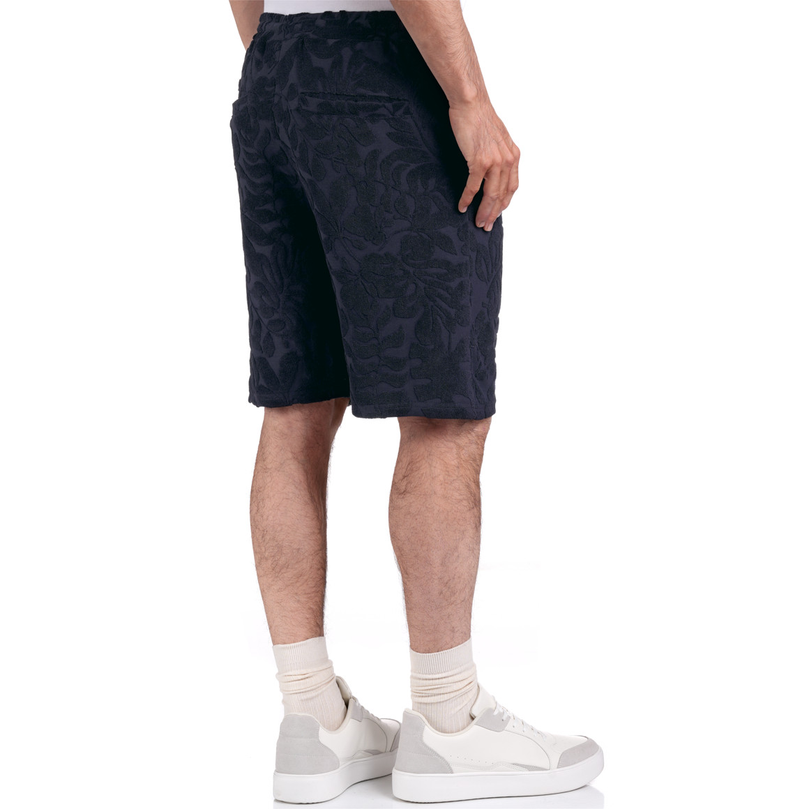 Jonas Nielsen Herren Shorts mit Frottee-Muster dunkelblau