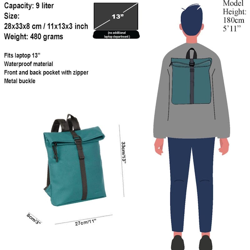 New Rebels Mart S Waterproof Flap Rugzak Petrol