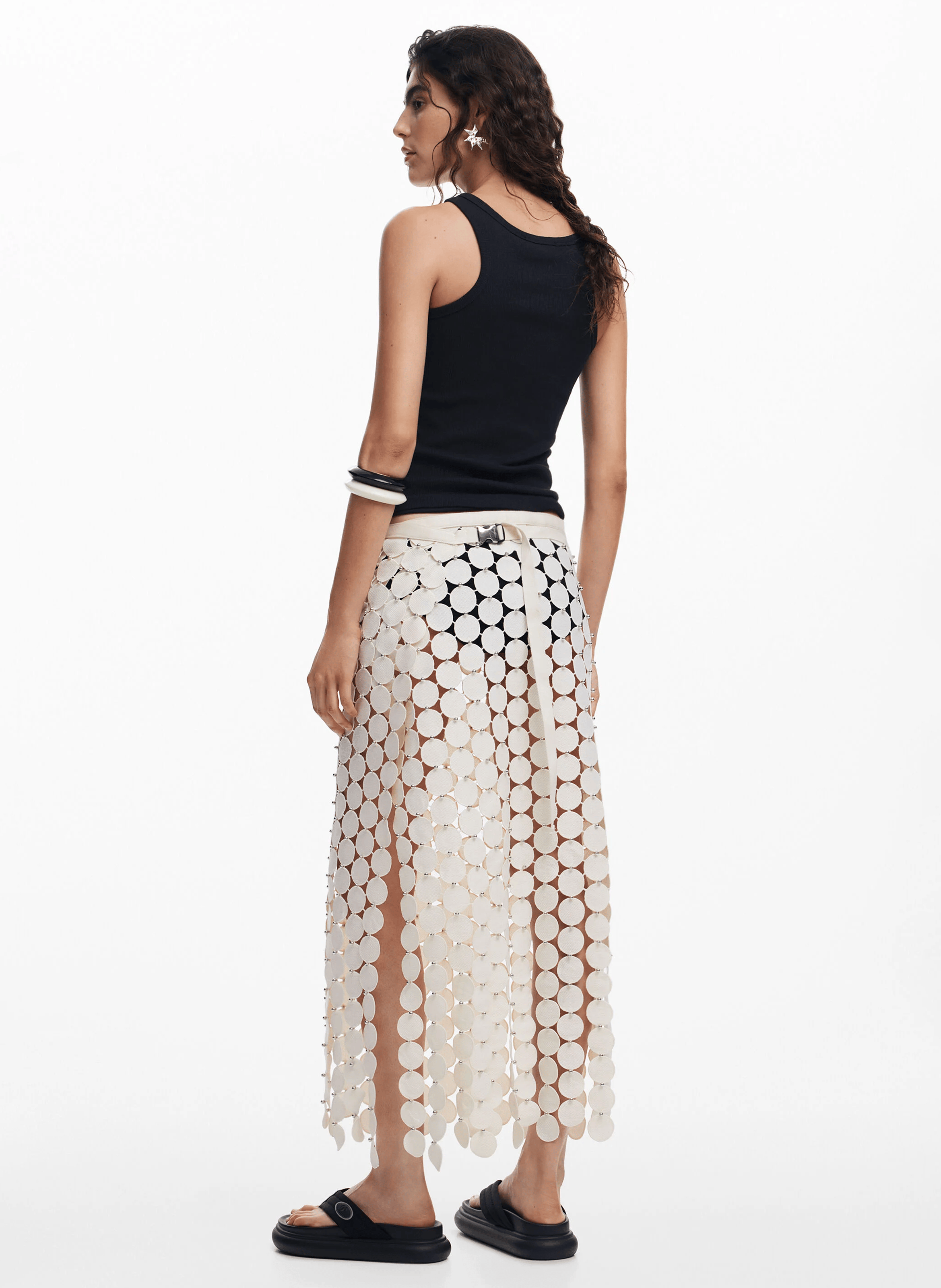 Top sans manches noué en coton mélangé | Noir
