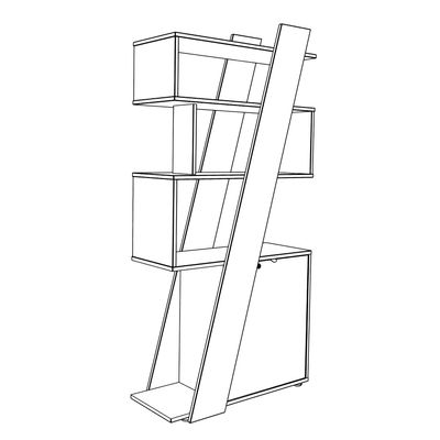 Bibliothèque KHEOPS - porte à droite - structure blanc perle - finition imitation chêne clair