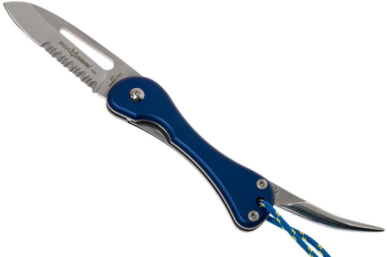 Fox 233B Sailing knife, blauw aluminium