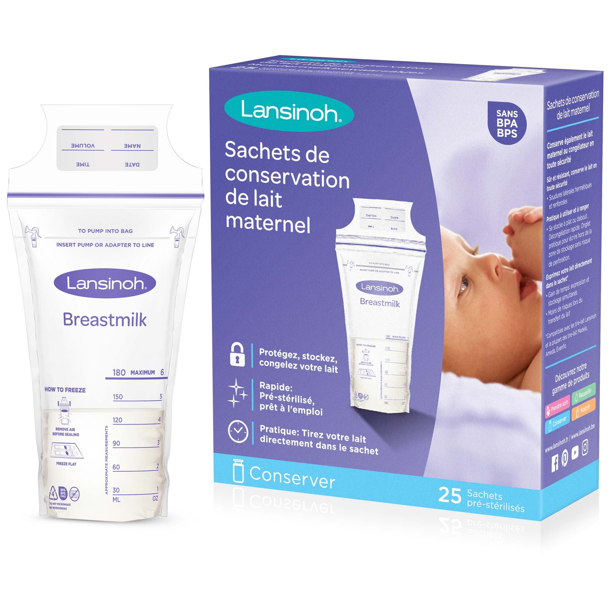 Lansinoh moedermelk bewaarzakjes 180ml - 25 stuks