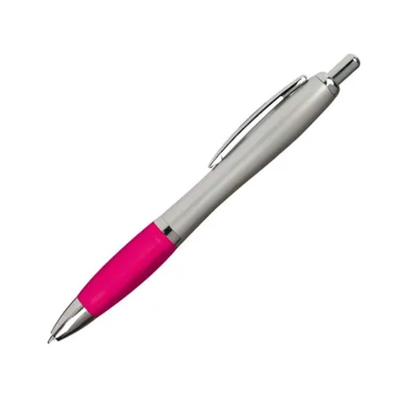 Macma Kugelschreiber mit satiniertem Gehäuse, silber-pink, 20 Stück
