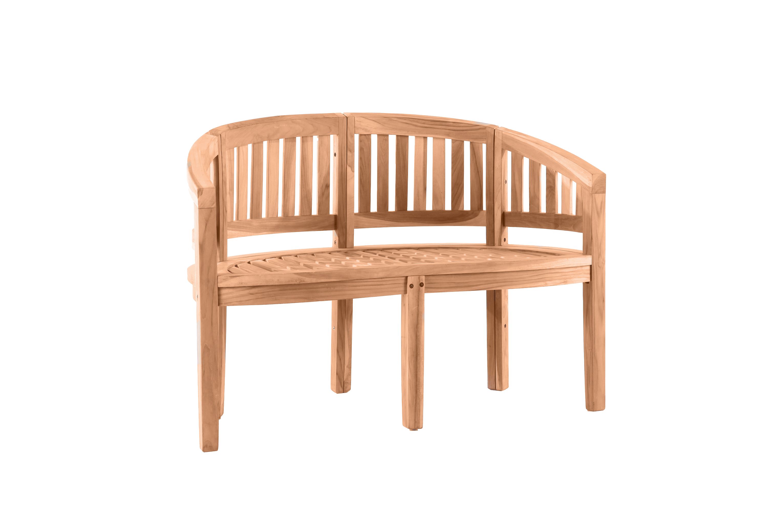 Gartensitzbank in Bananenform 120cm Teak Sitzbank Parkbank Bank Holzbank massiv