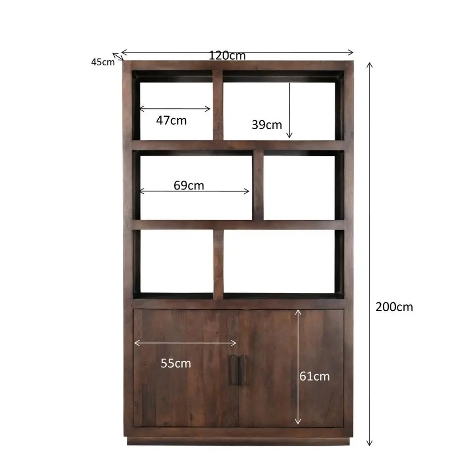 Livingfurn - Vitrinekast Jaxx Brown 120cm - Mangohout