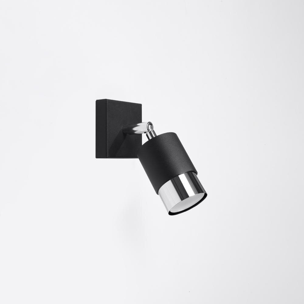 famlights | Neal wandlamp in zwart en chroom GU10