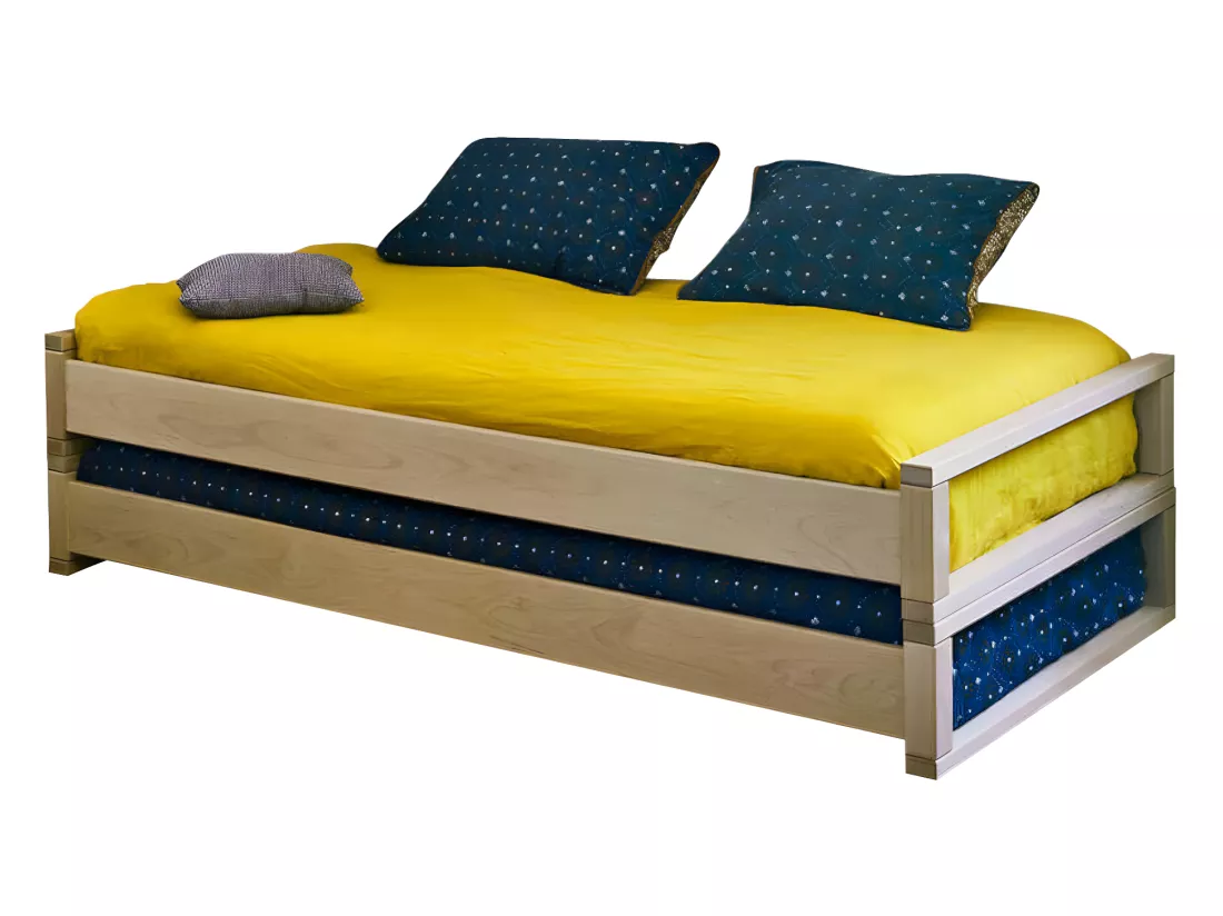 Lit gigogne 90x190 cm bois massif bois POKA