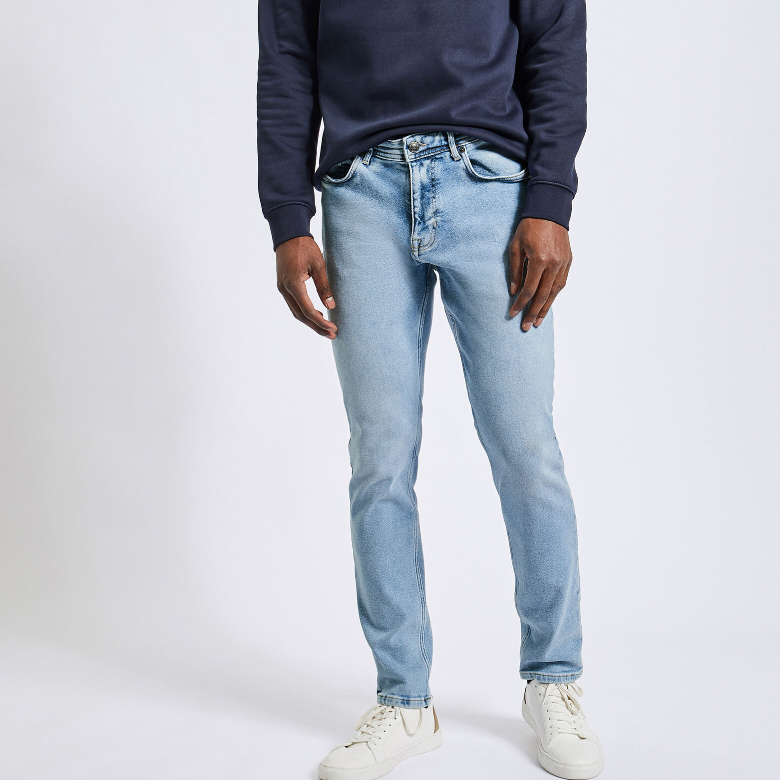 Jean straight en coton recyclé Bleu