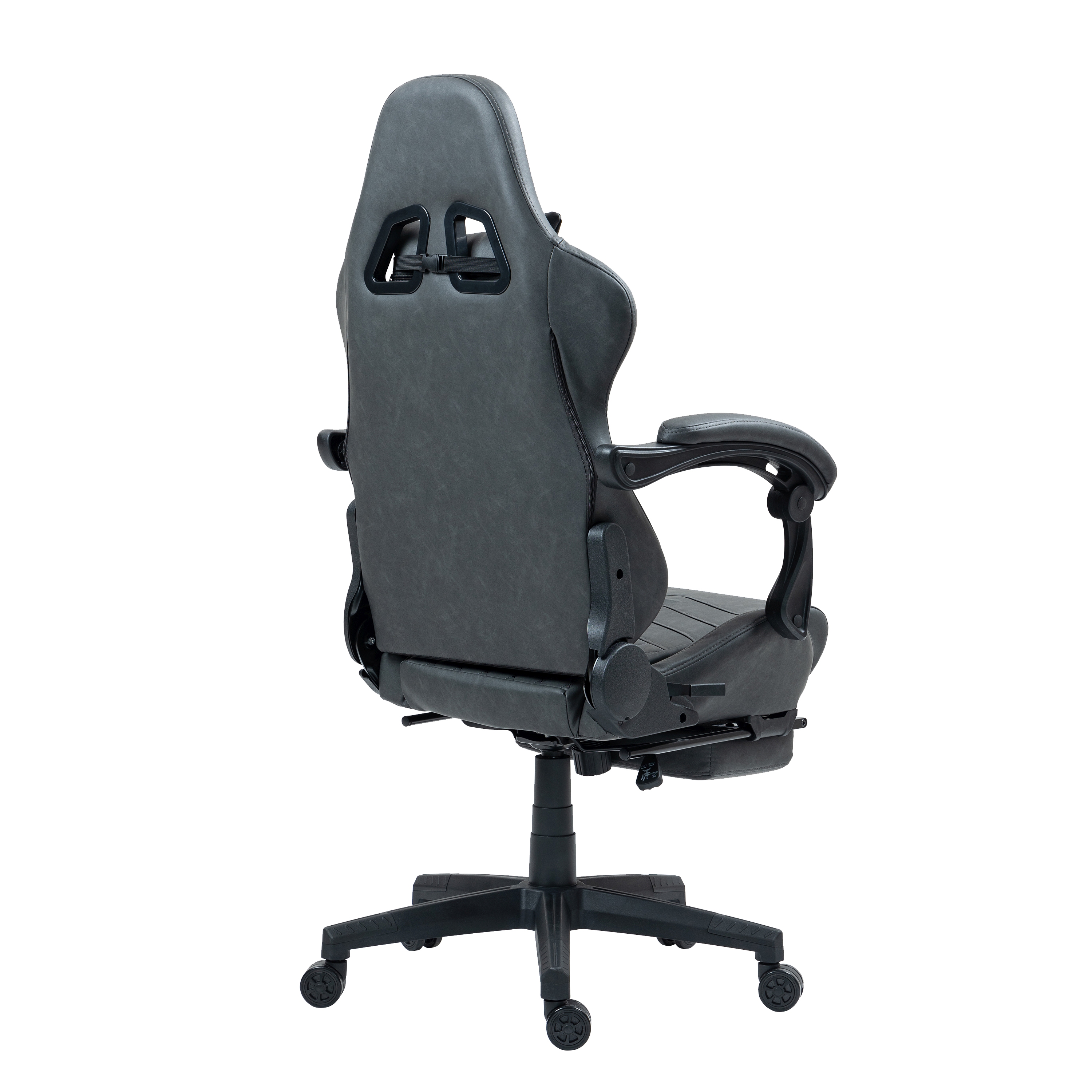 Gamingstuhl Bürostuhl Leder mit Massagefunktion GREG grau