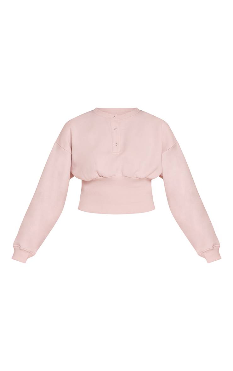 Rose Bébé Sweat-shirt Cintré À Boutons