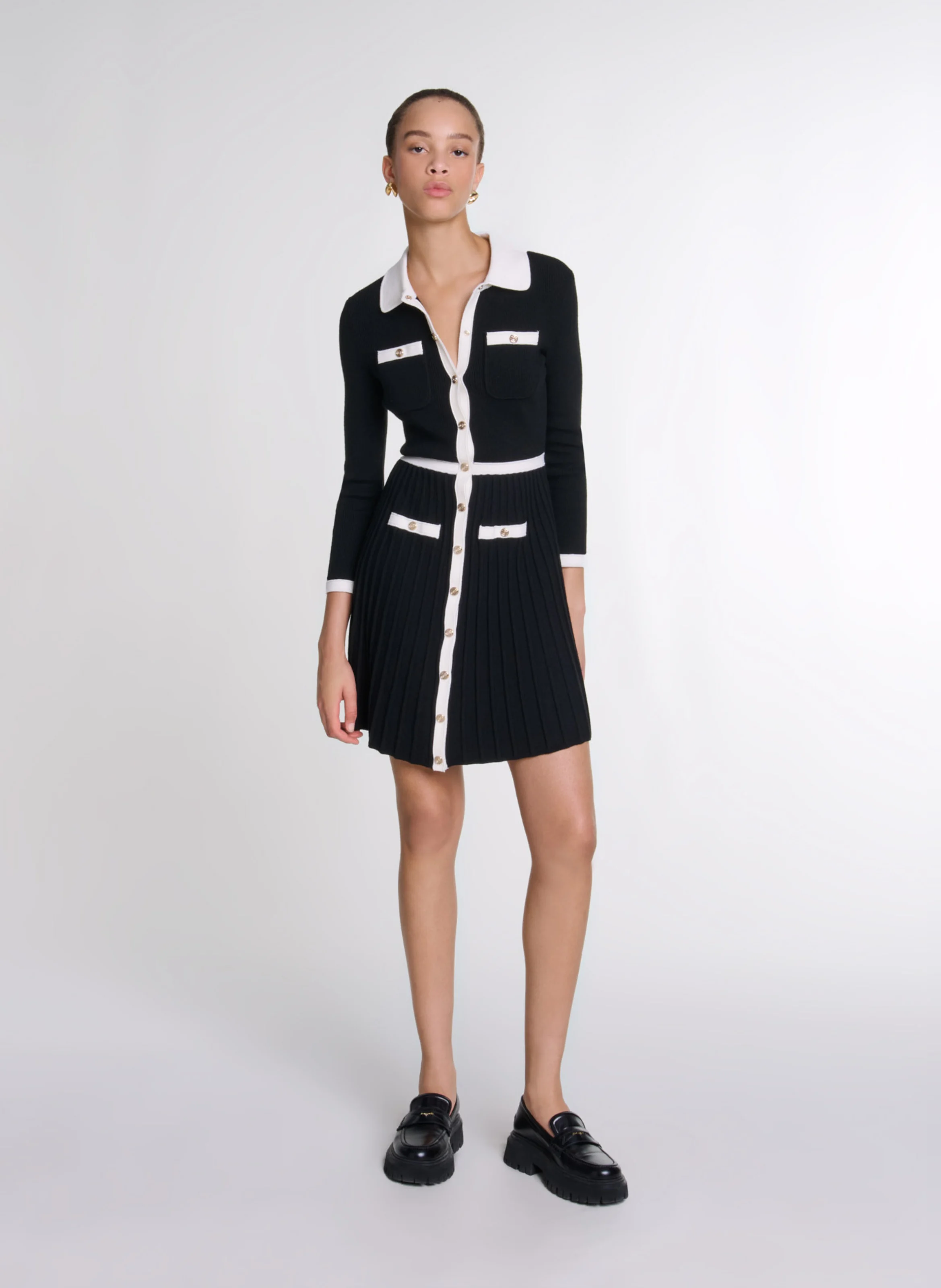 Robe chemise courte | Noir
