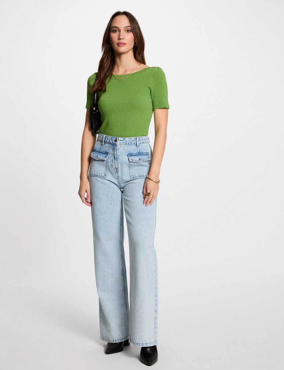 MORGAN<br>Calças jeans largas e de cintura alta