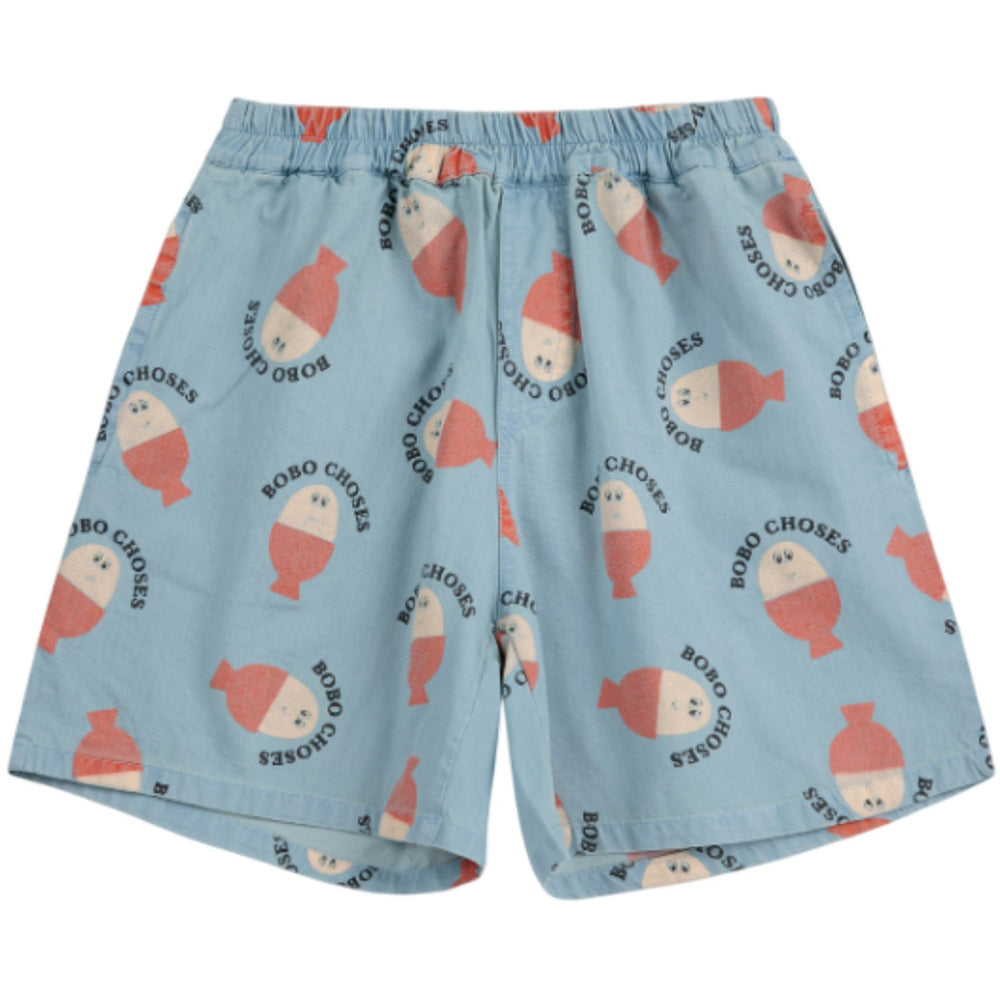 Køb Bobo Choses Light Blue Morning Egg All Over Woven Bermuda Shorts