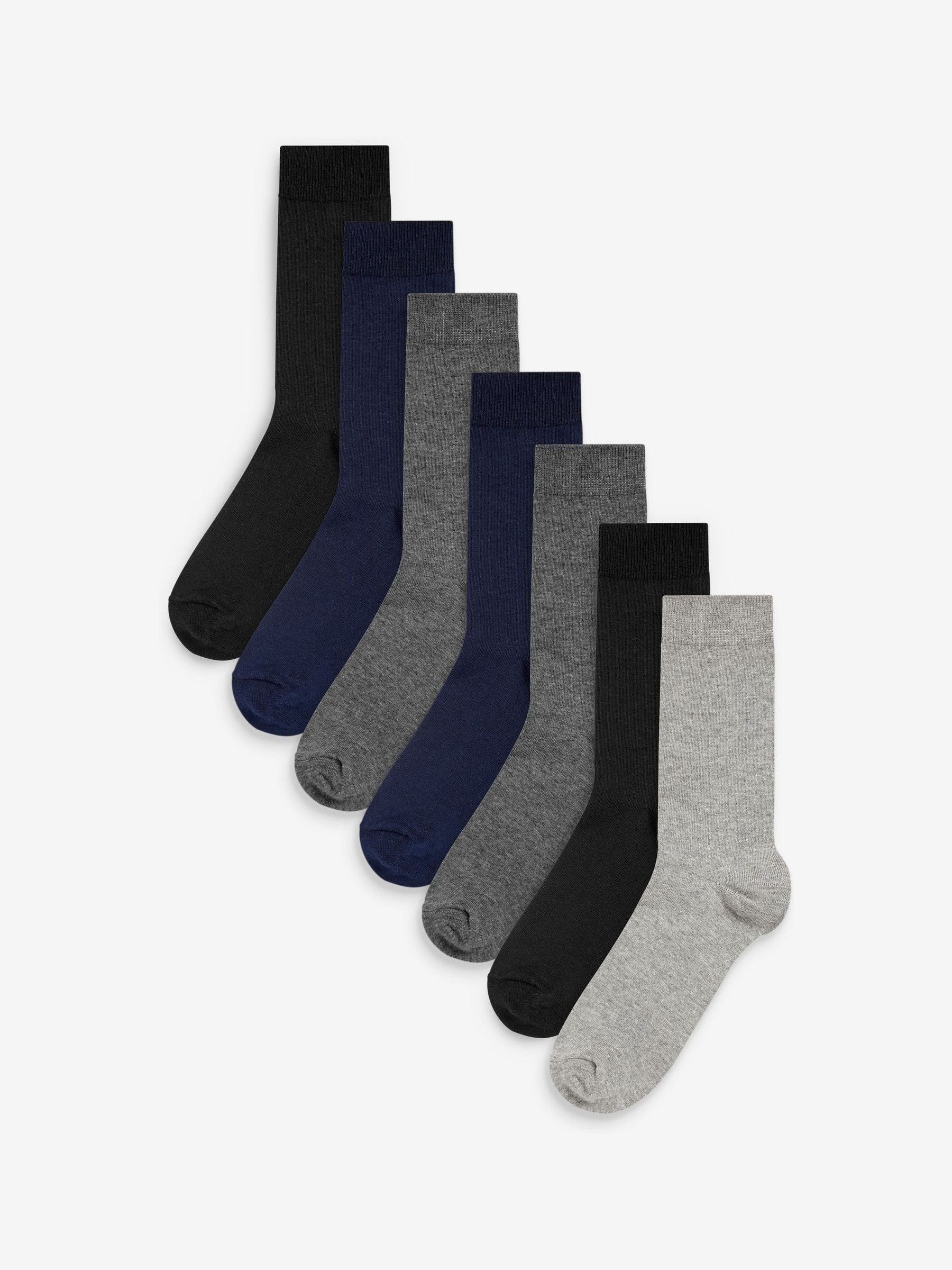 Marineblauw/grijs/zwart - Verpakking van 7 - Herensokken met hoog katoengehalte