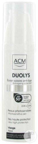 Duolys Écran Solaire Anti-Âge IP50+ Visage Peaux Photosensibles Flacon Pompe 50ml
