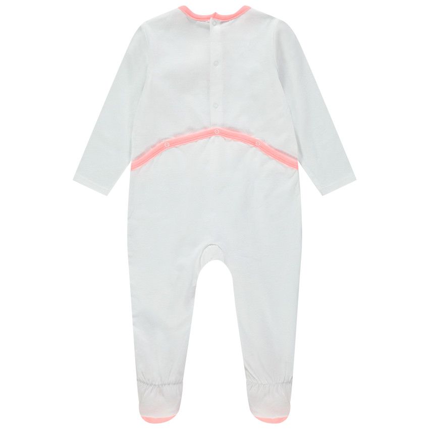 Dors-bien en coton bio print citron à détails reliéfés - Blanc
