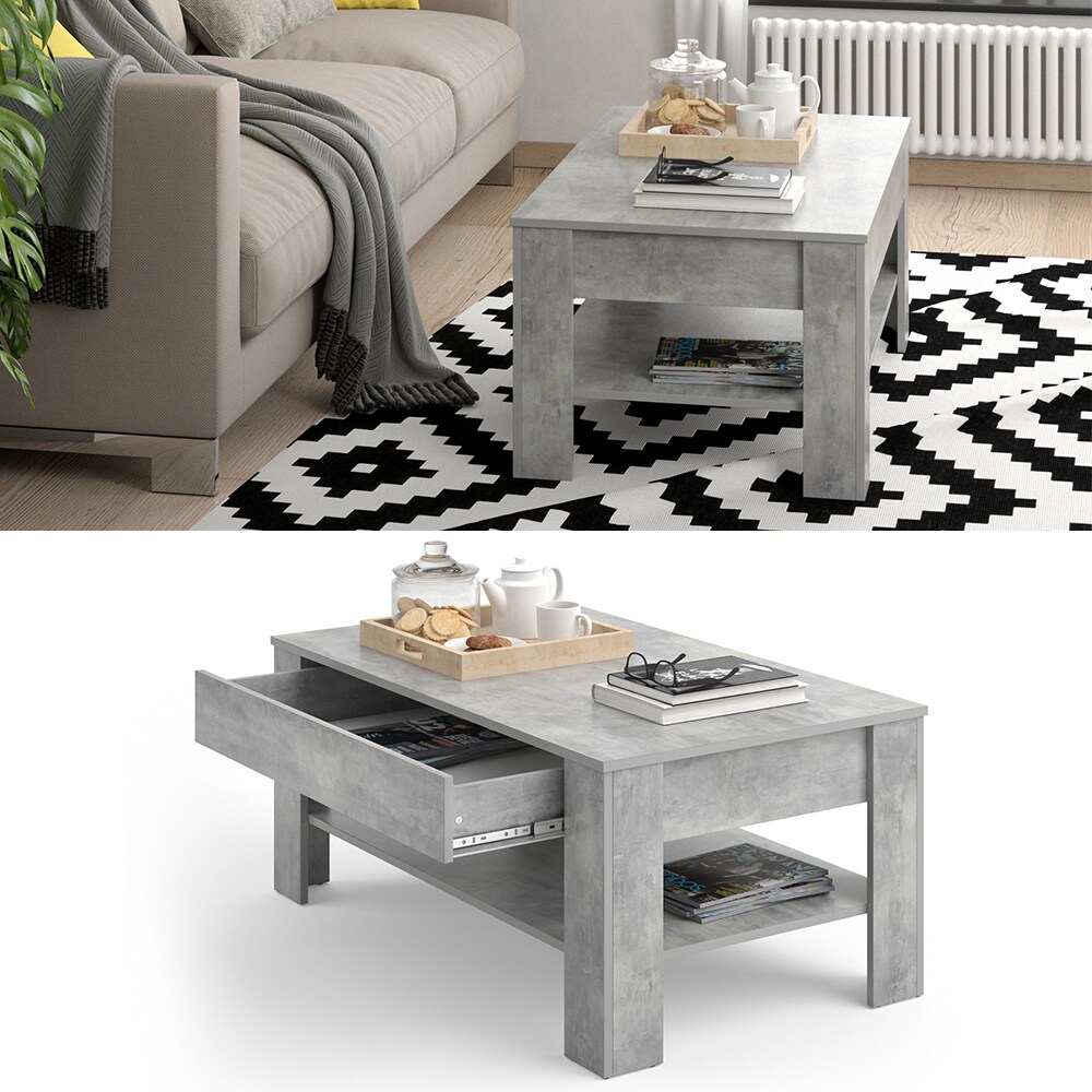 Vicco Couchtisch mit Schublade Beistelltisch Kaffeetisch 100 x 60 cmBeton
