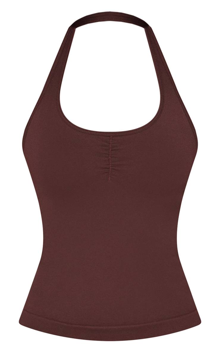 Espresso Ensemble Top Sans Coutures À Dos Nu Et Short À Détail Froncé