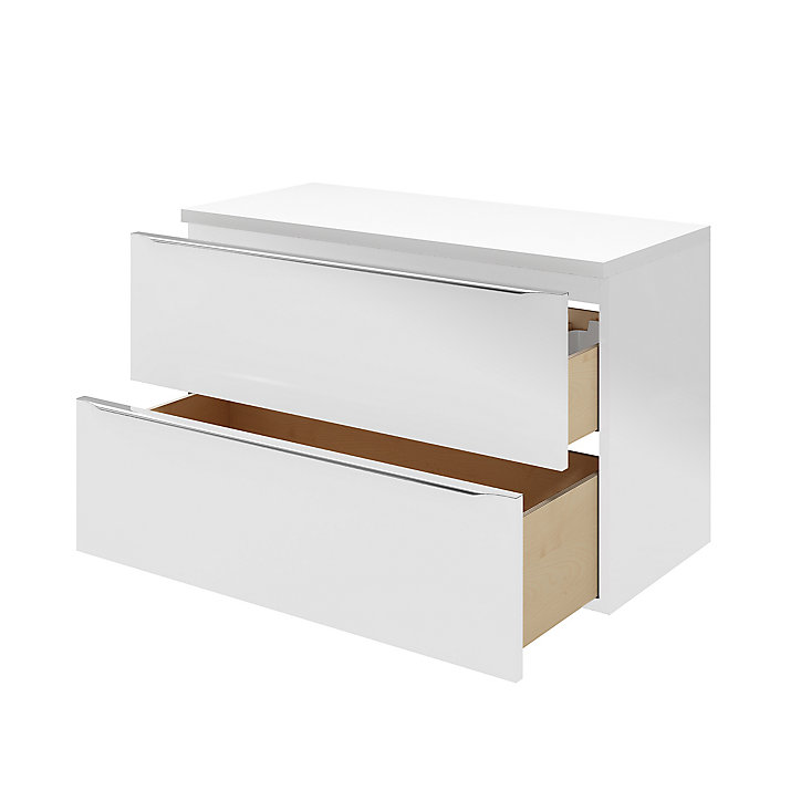 Ensemble l.100 cm meuble sous vasque Imandra blanc à suspendre + plan de toilette Marloes aggloméré blanc brillant