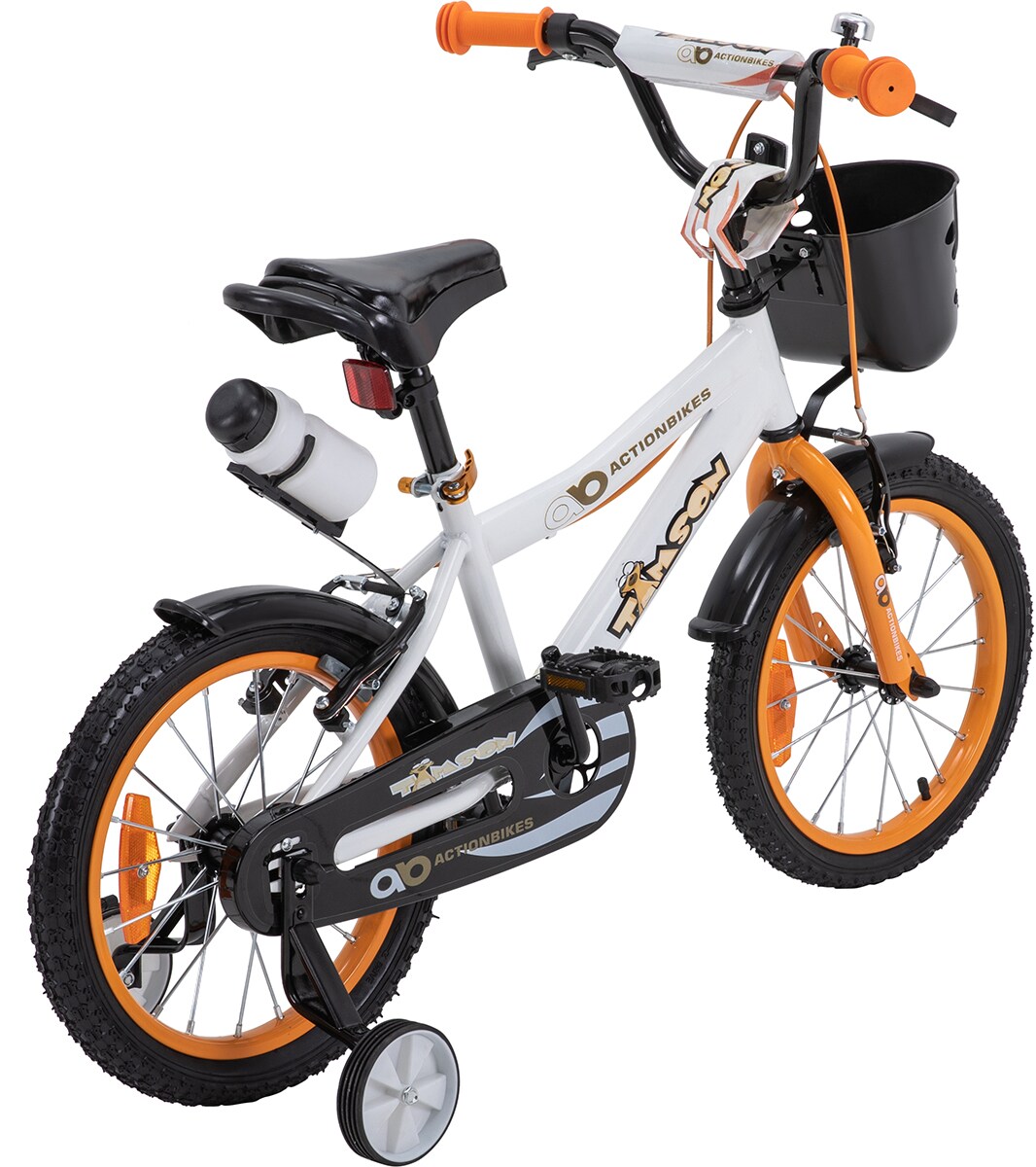 Actionbikes Kinderfahrrad Timson 16 Zoll, V-Brake-Bremsen, höhenverstellbar, Stützräder, Korb