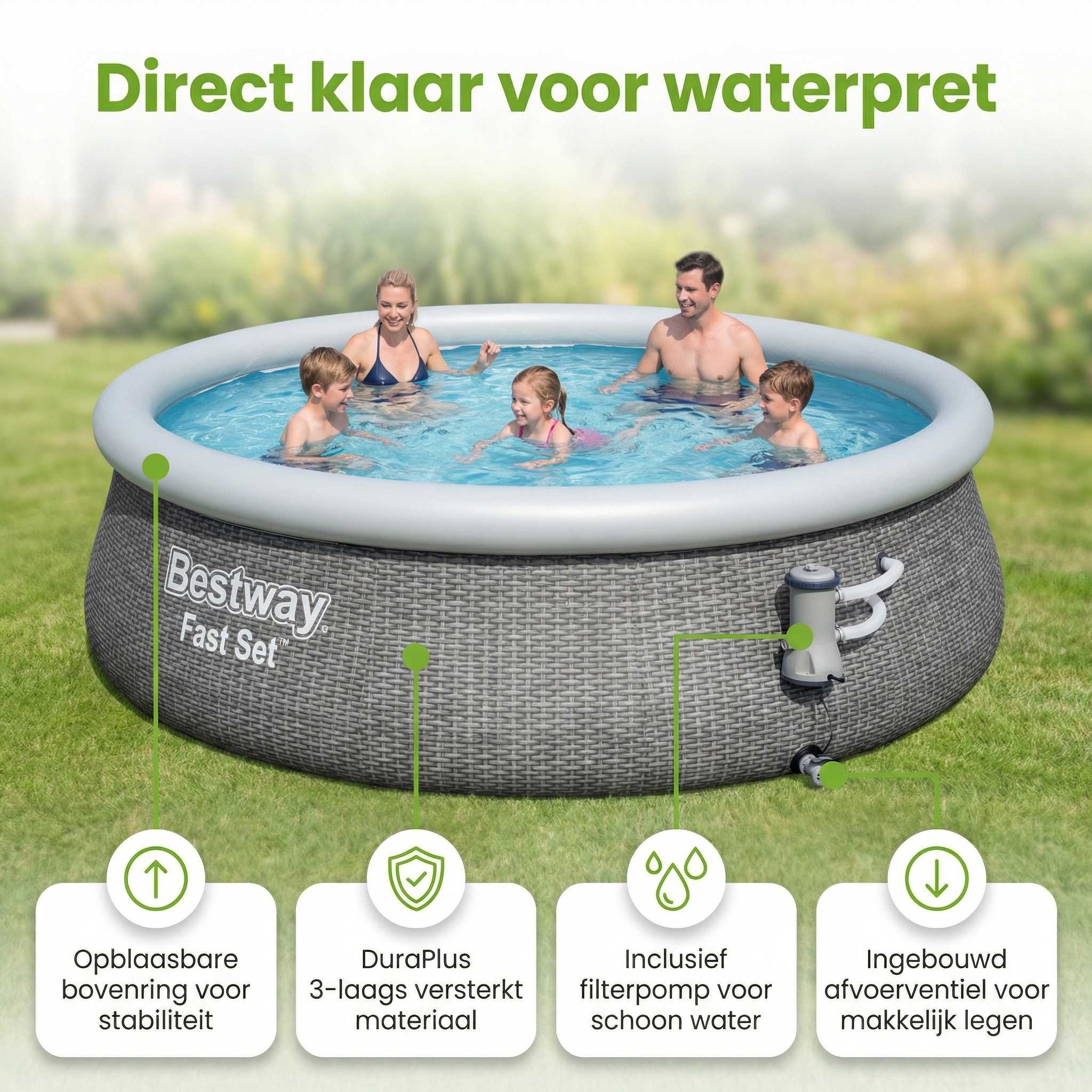 Bestway Fast Set 457x84cm Zwembad – 3-delig