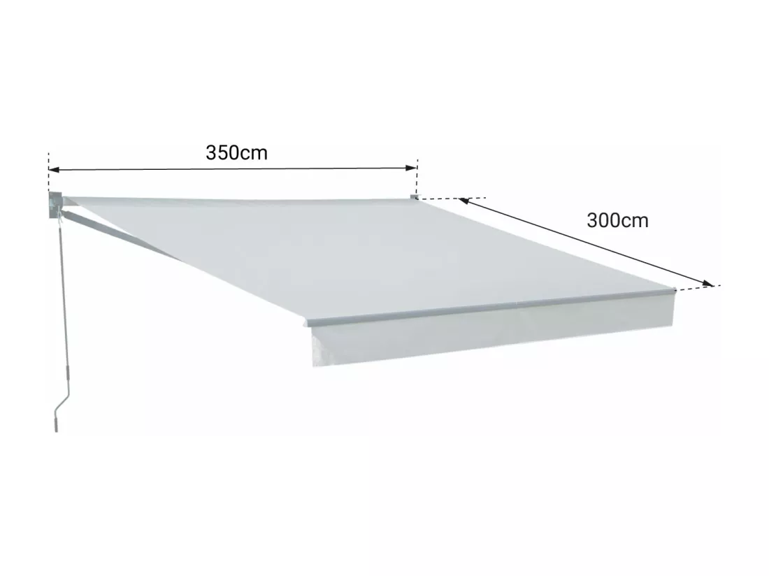 Store banne SAULE 3,5 × 3m - Toile grise et structure grise - HAPPY GARDEN