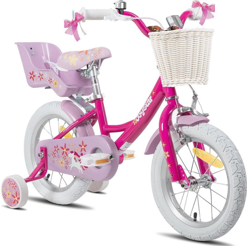 Joystar - Unicorn - Kinderfiets - Fuchsia - 12 Inch - Met Mand en Zijwieltjes