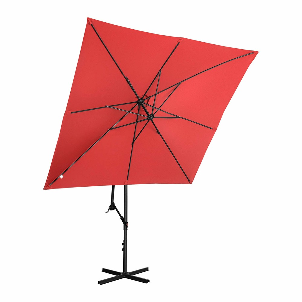 Parasol déporté - rouge - rectangulaire - 250 x 250 cm - inclinable