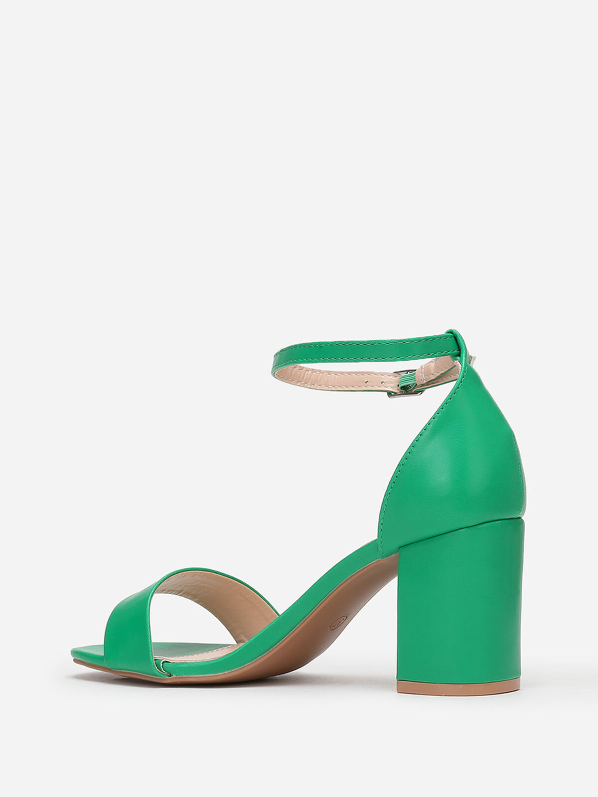 Sandales en simili à talon carré- Vert